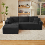 L-Shaped Cloud Sectional Sofa with Deep Seat,No Assembly Required,Modular Couches Sleeper for Living Room,Bedroom,Apartment,Black - Grand Goldman Shop