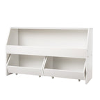 Toy Storage Organizer, Wooden Kids Bookshelf with Storage, Toy Storage Cabinet with 2 Mobile Drawers, Kids Storage Organizer 