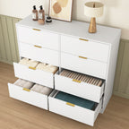 8 Drawers Dresser for Bedroom, Wood Bedroom Dresser Modern Drawer Chest, 8 Chest of Drawer, Tall Dresser for Closet, Dressers Organizer for Living Room, Closet, Hallway White - Grand Goldman Shop