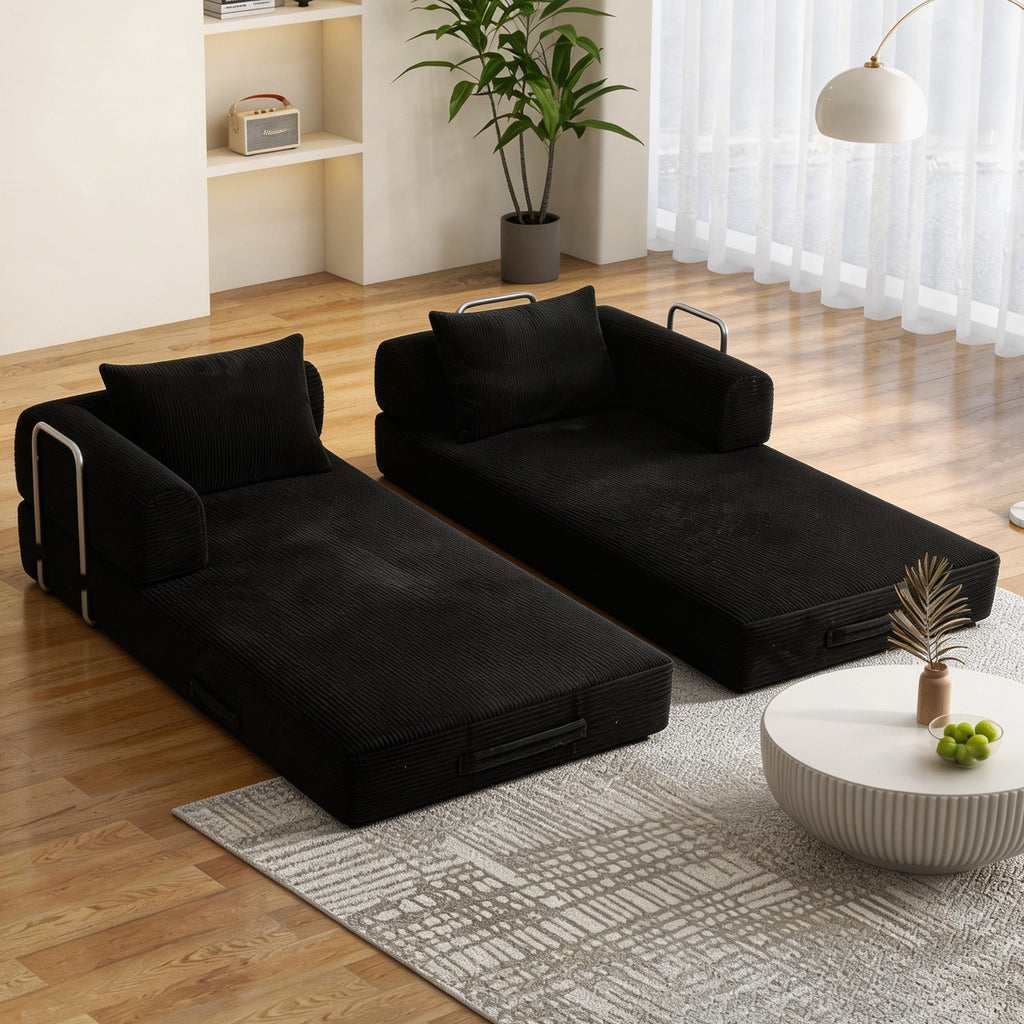 78 Inch Convertible Sleeper Sofa Bed, Futon Boneless Couch Lounge Loveseat with Pull Out Bed, No Assembly Required - Grand Goldman Shop