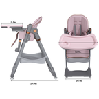 Adjustable Baby High Chair 0-6 Years – Portable Infant Feeding Seat with Safety Belt, Silent Lockable Wheels, Pink - Grand Goldman Shop