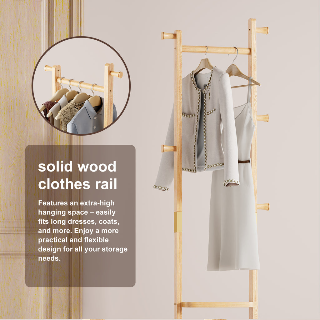 Coat Racks solid wood hanger 18.9* 11.8*71in Solid environmental protection easy to assemble beautiful can be placed in the bedroom/entrance/living room (wood color) - Grand Goldman Shop