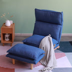 Modern Dark Blue Metal Frame Foldable Reclining Floor Chair – Lazy Leisure Sofa for Balcony or Bedroom - Grand Goldman Shop
