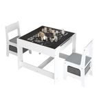 Kids Table and Chair Set, 3 in 1 Wooden Activity Table with Storage Drawer for Toddlers Drawing, Reading, Crafts, 2 in 1 Deta