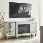 W 57' X D 15 ' X H 25.6' Flash silver combination TV fireplace cabinet - Grand Goldman Shop