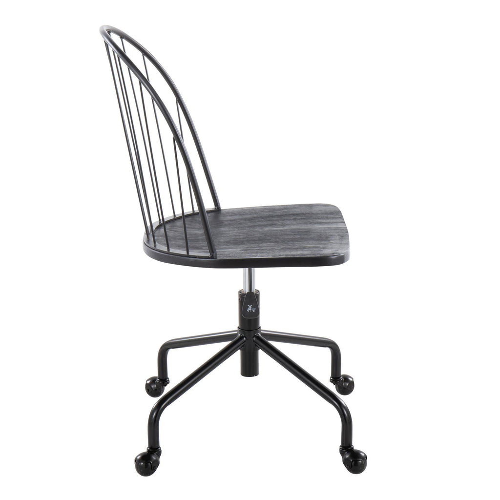 Adjustable High Back Office Chair in Black Metal and Black Wood - Grand Goldman
