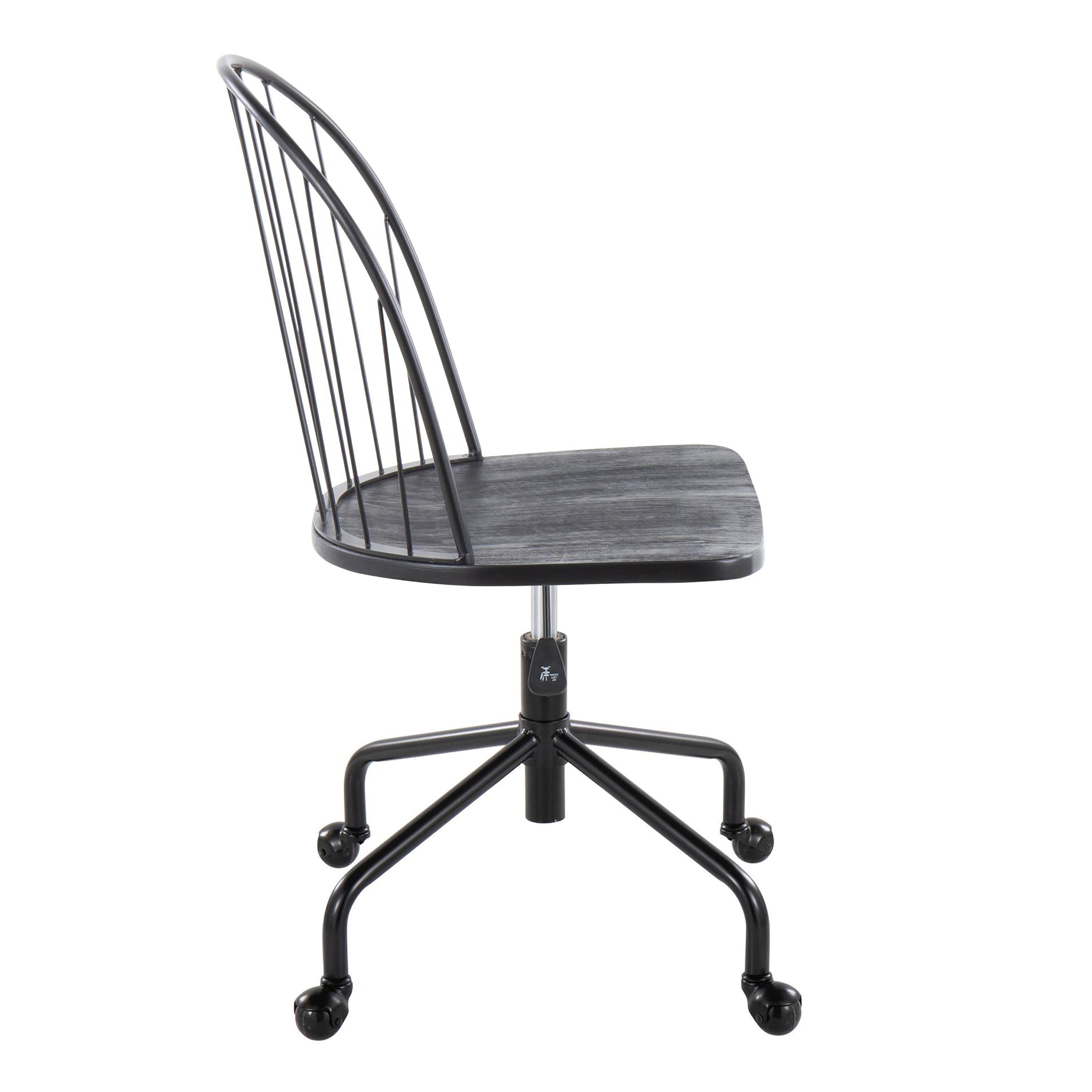 Adjustable High Back Office Chair in Black Metal and Black Wood - Grand Goldman