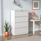 4 Drawer Lateral File Cabinet, Heavy Duty Metal Filing Cabinet, 35.4 Inch Wide Locking File Cabinet for Home Office, Space-Sa