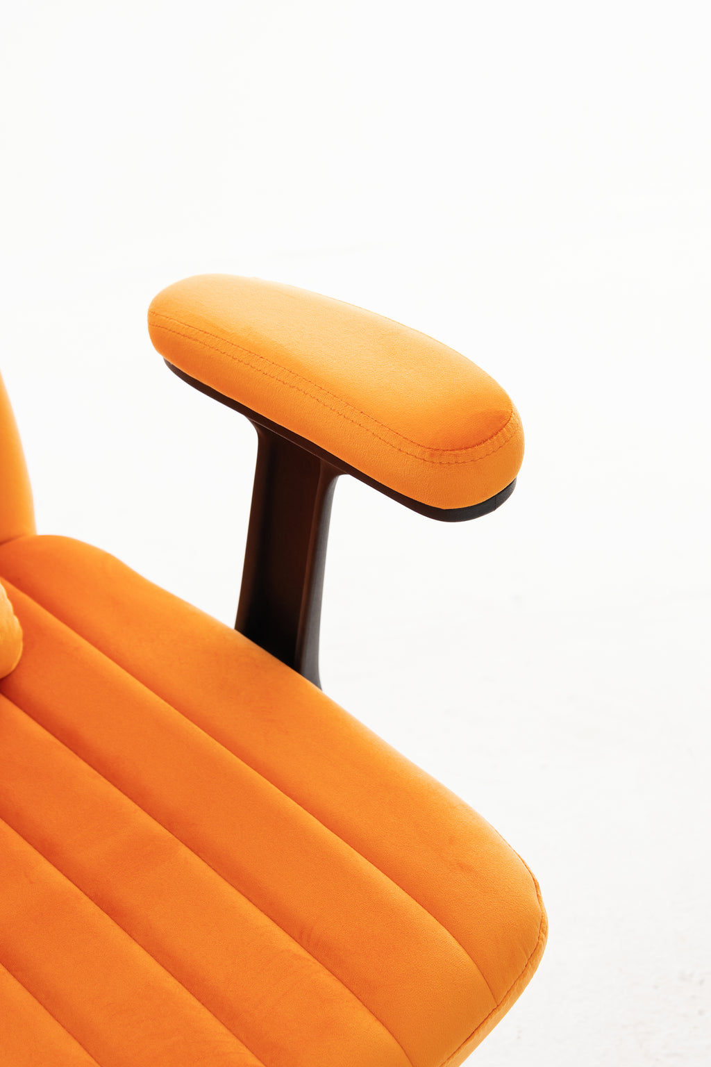 Orange Velvet Criss Cross Armrest Office Chair with Wheels - Stylish for Home Office, Gaming & Makeup - Grand Goldman