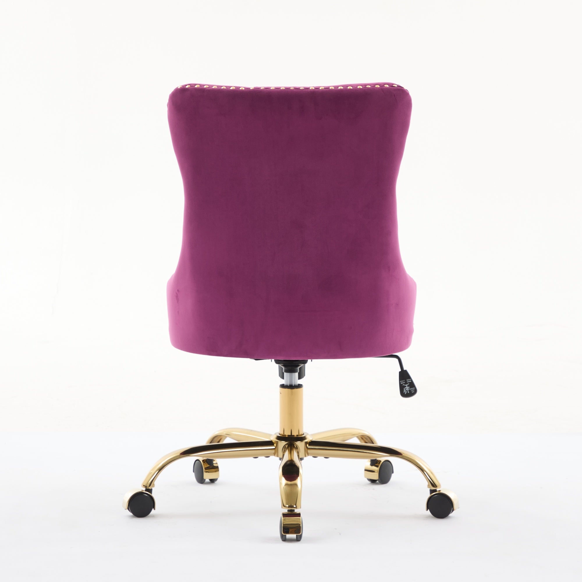 A&A Furniture Office Chair,Modern Velvet Upholstered Tufted Button Home Office Chair with Golden Metal Base,Adjustable Desk C