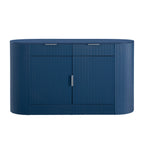 U_STYLE 55.1' Modern Storage Cabinet – 2 Doors & 2 Drawers, Stripe MDF Sideboard with Aluminum Handles, Curved Side Door & 3-Tier Shelves, Buffet Cabinet for Living Room, Bedroom, Dining Room - Grand Goldman Shop