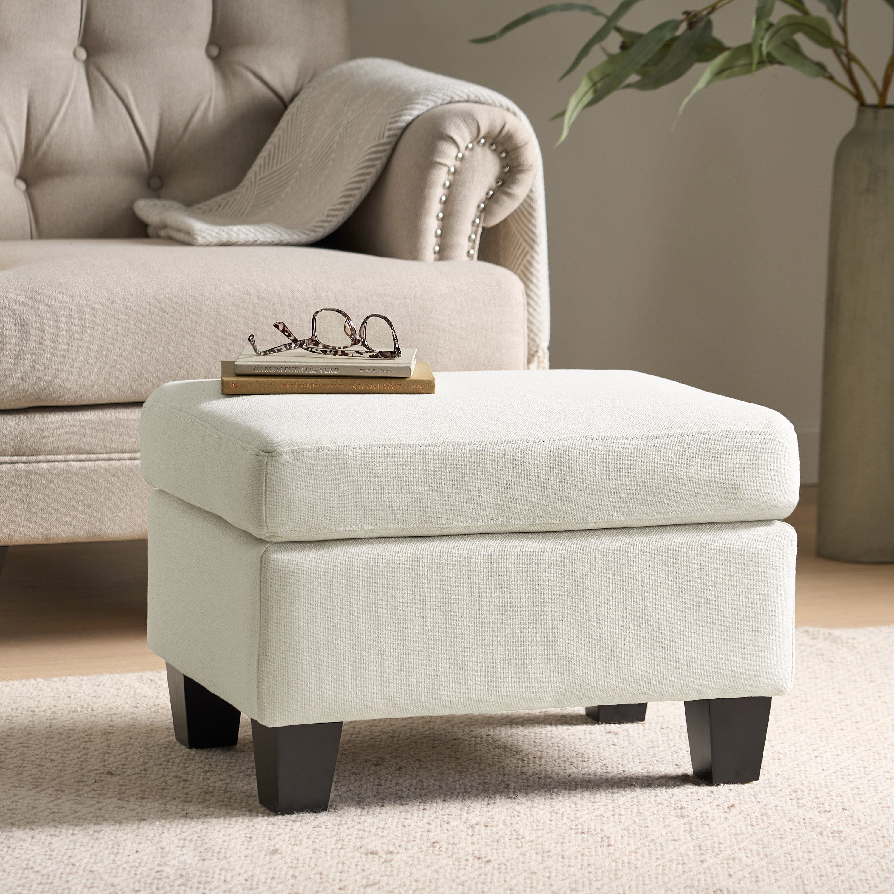 Upholstered Ottoman, Beige - Grand Goldman Shop