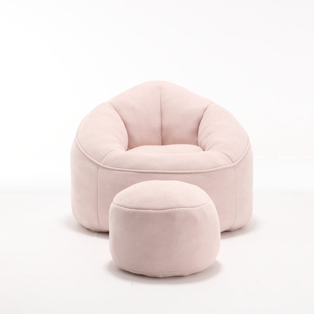 Bedding Bean Bag Sofa Chair with High-Pressure Foam and Footrest, Pink Microfiber - Grand Goldman Shop