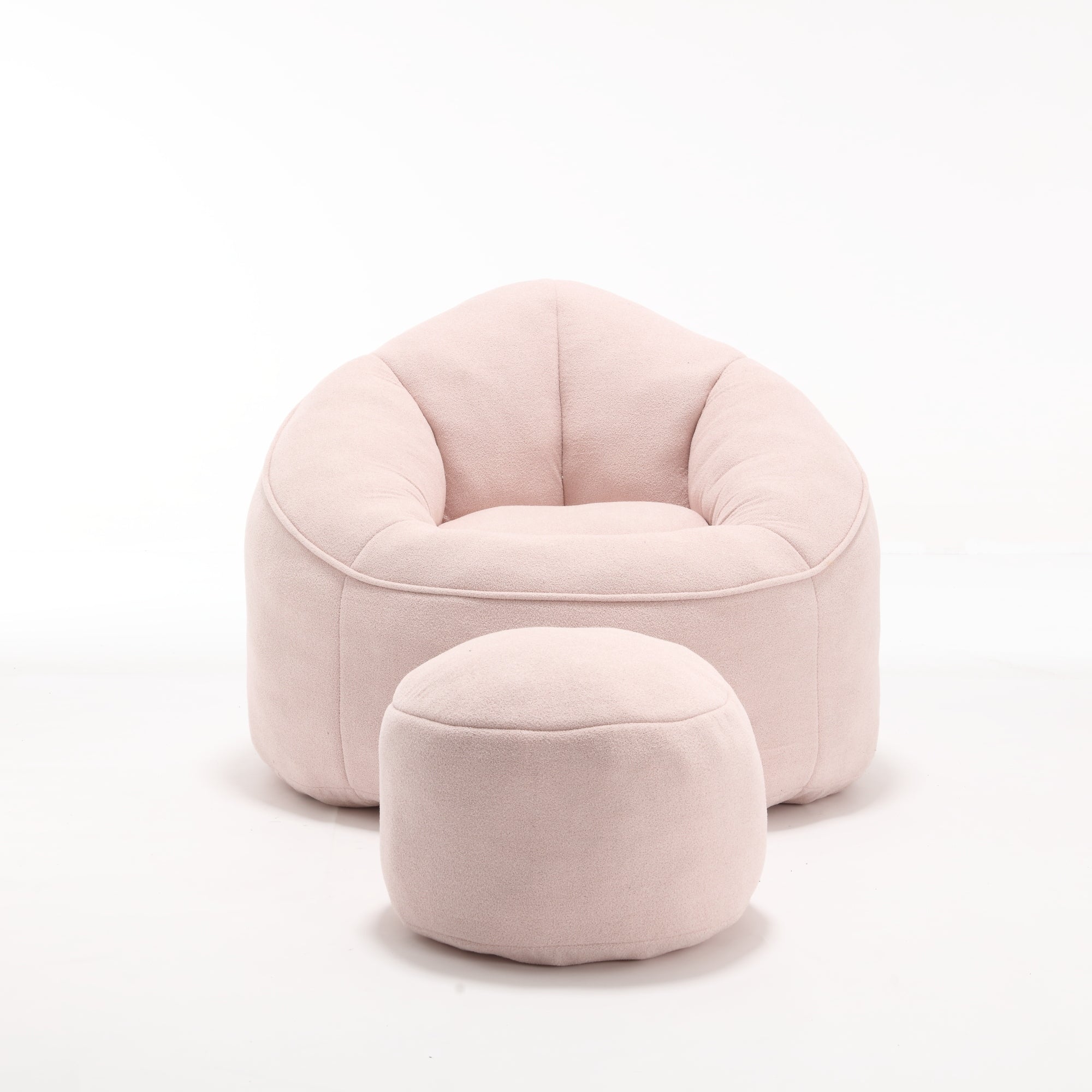 Bedding Bean Bag Sofa Chair with High-Pressure Foam and Footrest, Pink Microfiber - Grand Goldman Shop