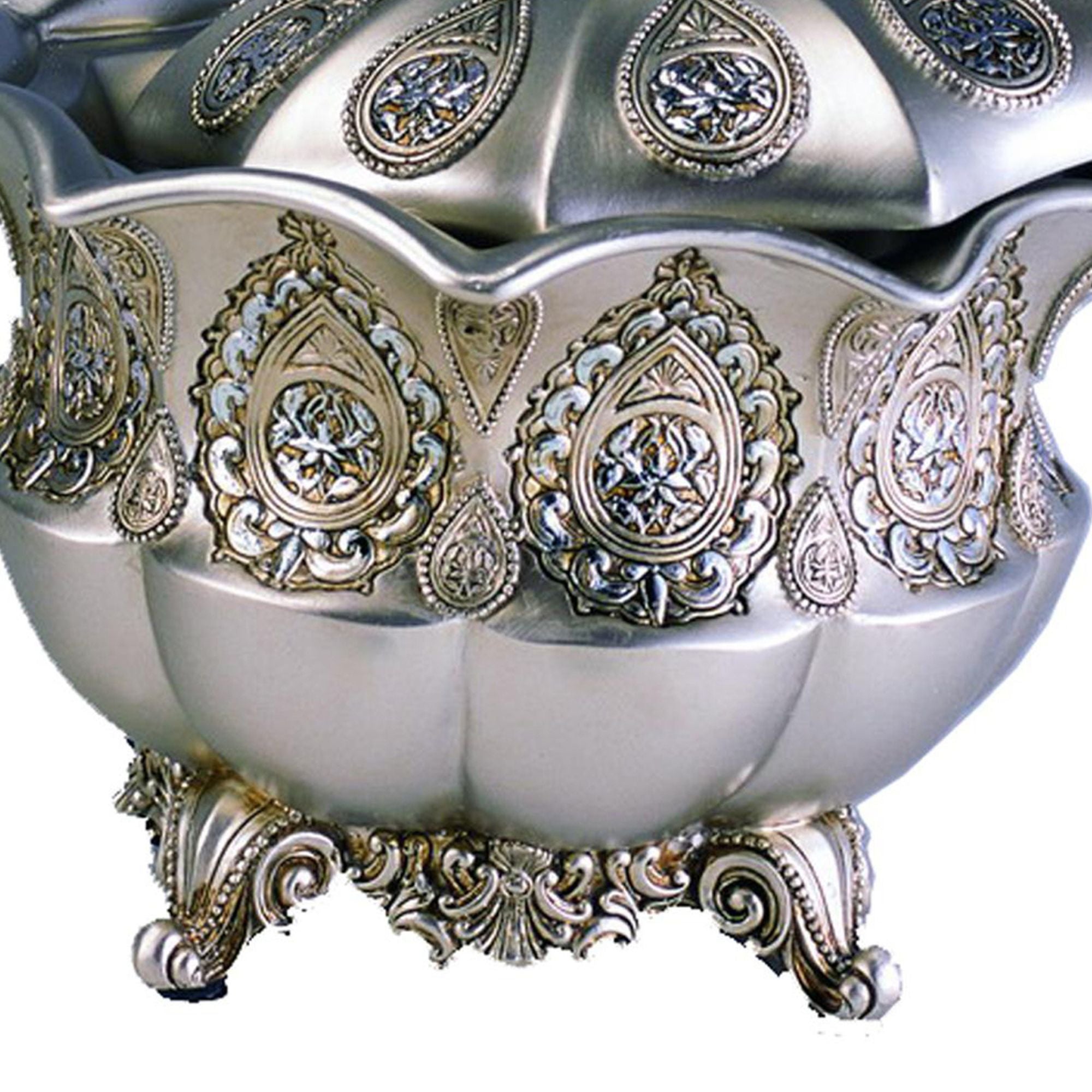 8' Tall Polyresin Decorative Jewelry Box, Silver Royal design - Grand Goldman Shop