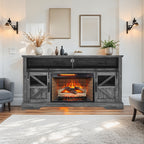 60 Inch Electric Fireplace Entertainment Center With Door Sensor-Dark Rustic Oak - Grand Goldman Shop