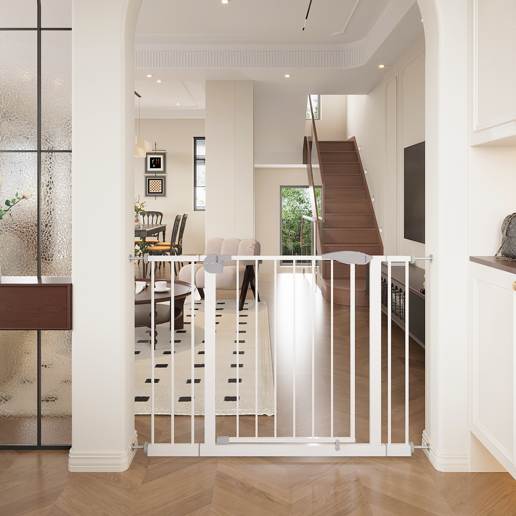 Stylish 2 Pack 29.5-44.1' Wide Baby Gate for Stairs, Dog Gate Indoor for Doorways, No Drilling Pressure Mounted Pet Gates for