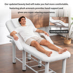 Professional Beauty Bed with Removable Headrest & Breast Cushions, Armrests and Storage Shelf for Full Body Massage, Facial, 