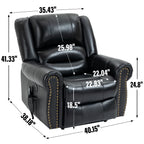 Power Lift Recliner Chair Heat Massage Dual Motor Infinite Position Up to 350 LBS, Genuine Leather, Heavy Duty Motion Mechanism with USB Ports, Black - Grand Goldman Shop