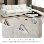 [VIDEO]96.5'' L-Shaped Sectional Sofa with Storage Ottoman and Pockets, Adjustable Phone Holder, USB Charger, Elephant Ear-Shaped Armrests, Comfy Seat for Living Room&Apartment, Chenille, 3 Colors - Grand Goldman Shop