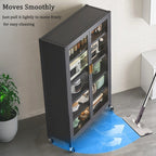 65'  Metal 6-Tier Storage Cabinet with Transparent Door, Adjustable Shelves & Wheels, for Kitchen Pantry Organization, Gray Metal - Grand Goldman Shop