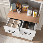 Wooden Kitchen Cabinet White Pantry Storage Microwave Cabinet with Storage Drawer - Grand Goldman Shop