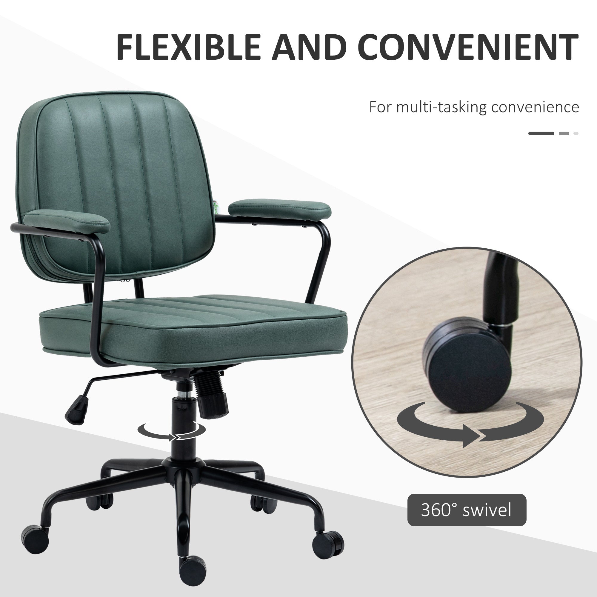 Vinsetto Home Office Chair with Adjustable Height and Tilt, Green - Grand Goldman