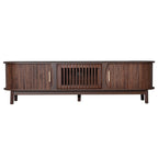 Modern Farmhouse TV Stand for 75' TVs, Wood Entertainment Center with Storage Cabinet, TV Console Table for Living Room, Bedroom in Dark Brown with Solid Wood Legs and MDF Construction - Grand Goldman Shop