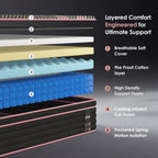 Queen Size Mattress,10 Inch Hybrid Mattress, Individually Pocketed Innerspring, Medium Firm - Grand Goldman Shop