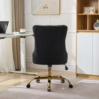 A&A Furniture Office Chair,Modern Velvet Upholstered Tufted Button Home Office Chair with Golden Metal Base,Adjustable Desk C