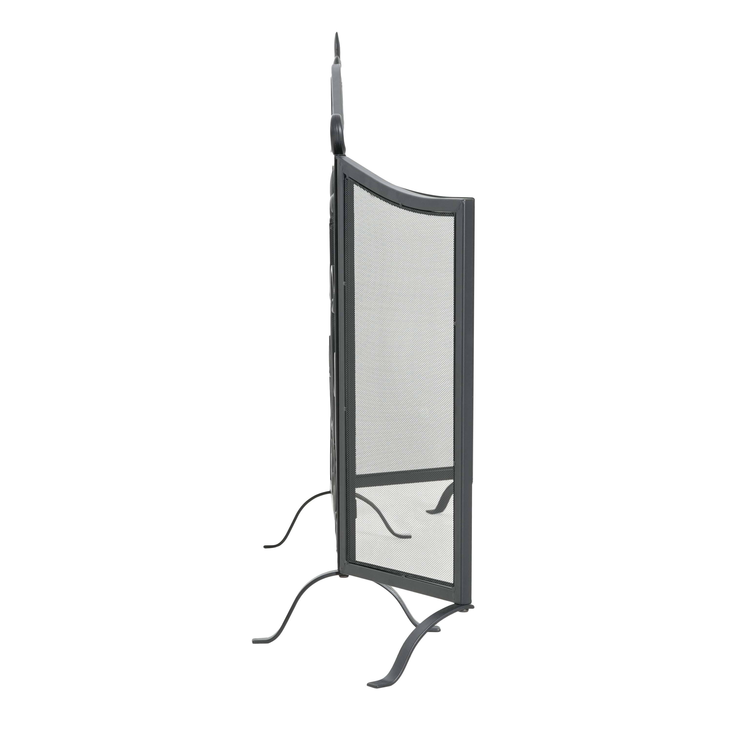 Onyx 3-Panel Iron Fireplace Screen 54' x 31.5', Black Finish - Grand Goldman Shop