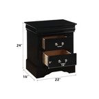 Louis Philippe III Black Finish Nightstand - Grand Goldman Shop