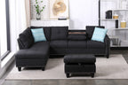 Alger 98' Wide Left Hand Facing Sofa & Chaise with Ottoman - Grand Goldman Shop