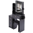 29.2' Small Size Bedside Cabinet Vanity Table + Cushioned Stool, 2 AC+2 USB Power Station, Hair dryer bracket, Extra Large Touch Control Sliding LED Mirror, 3-color Switching, EPA, GCC, UL Certificate - Grand Goldman Shop