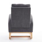 LY-5104 Gray Accent Rocking Chair with Footrest High Back Rubber Wood Rocking Legs - Grand Goldman Shop