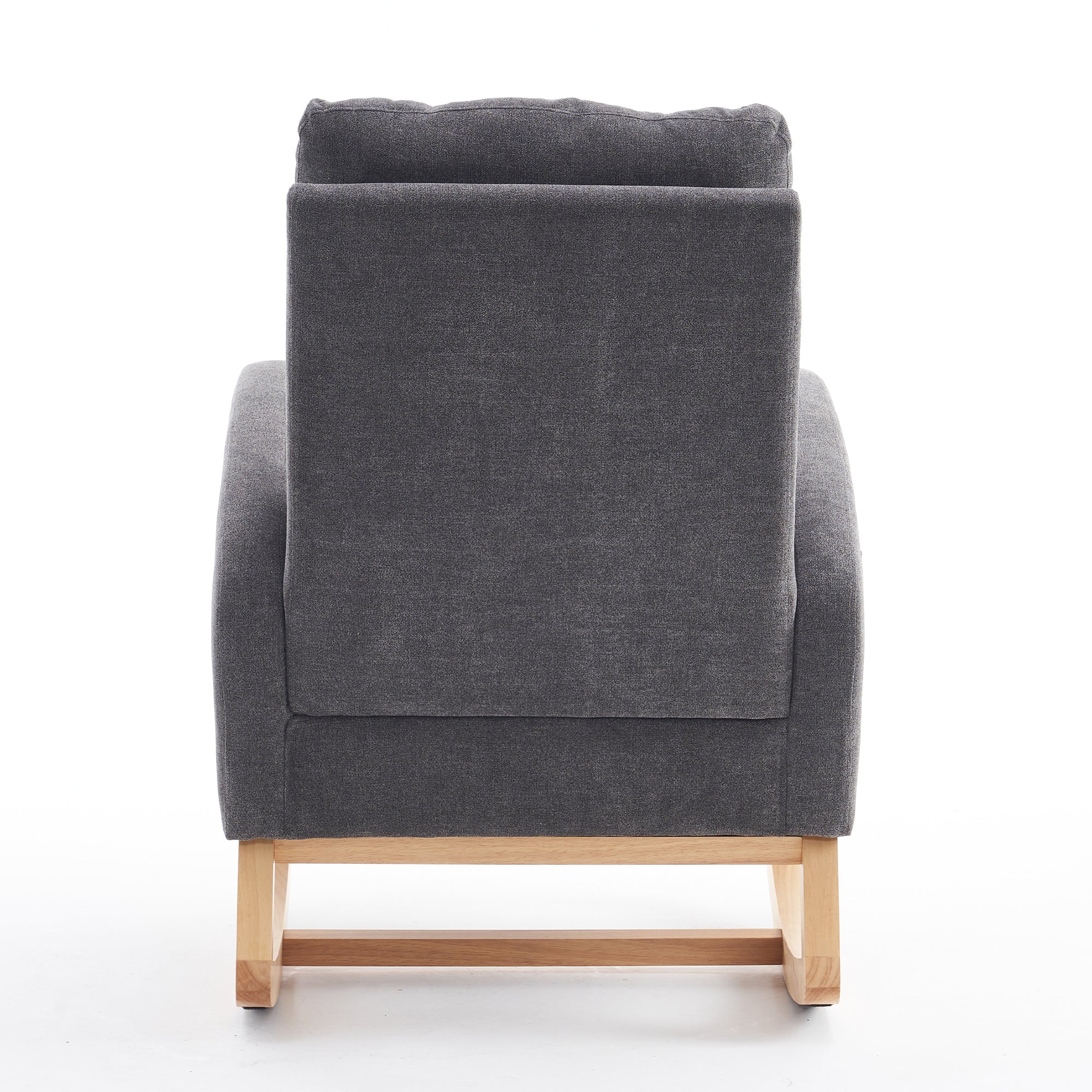 LY-5104 Gray Accent Rocking Chair with Footrest High Back Rubber Wood Rocking Legs - Grand Goldman Shop