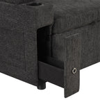 Black Convertible L-shaped Sofa Couch with Storage, Cup Holders, USB Ports, Chenille Fabric, 83.5' - Grand Goldman Shop