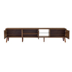 78' TV Stand for 75/80/85 inch TV with Walnut Finish, Ample Storage and Open Shelving in Solid Wood and Glass - Grand Goldman Shop