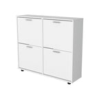 FM FURNITURE Nutrioso Tilt-Out Shoe Storage Cabinet with Multiple Compartments and Modern Desig, White - Grand Goldman Shop