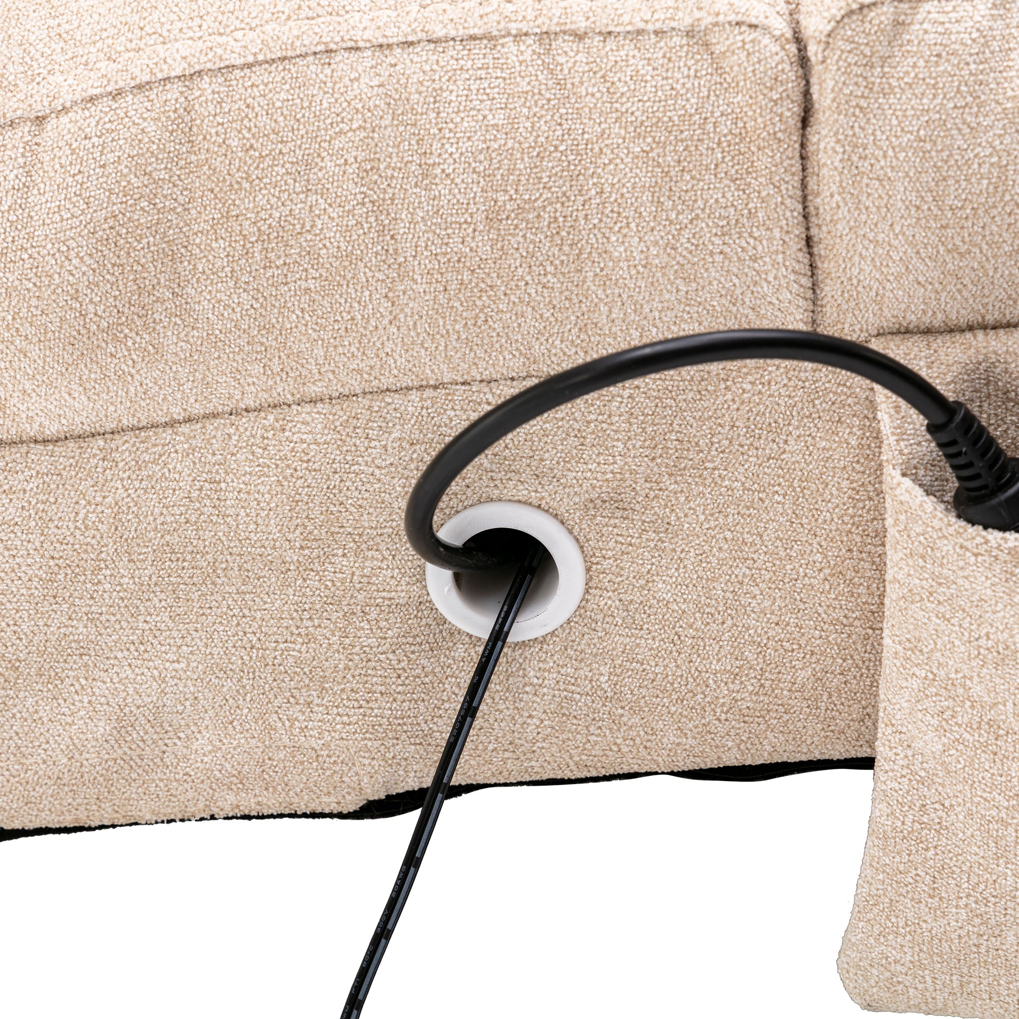 Linen Massage Chaise Lounge Indoor with Remote Control, Ergonomic Electric Massage Lounger in Beige - Grand Goldman Shop