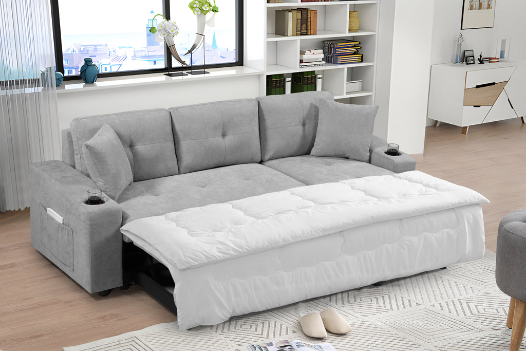 MEGA convertible corner sofa with armrest storage, living room and apartment sectional sofa, right chaise longue and grey - Grand Goldman Shop