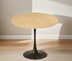 (Natural Wood Color)Round Table, Modern Dining Table, Dining Table, MDF Top and Steel Base Tulip Round Kitchen Table, Kitchen Table, Mid Century Coffee Table for Living Room 24 Inch, Oval Dining Table - Grand Goldman Shop