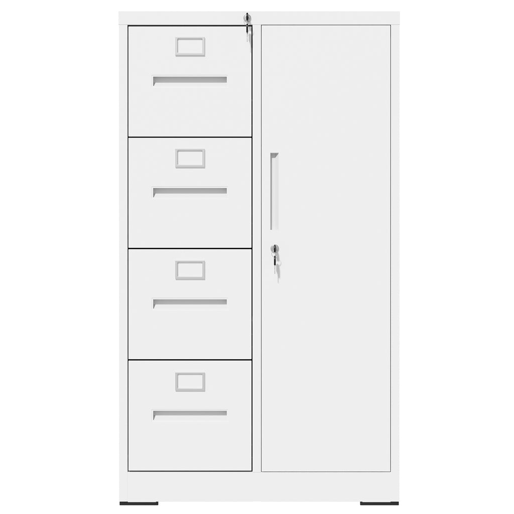 Metal Storage Vertical Filing Cabinet with Lock, Steel File Locker with 4 Drawers and 1 door for School, Living Room, Bedroom