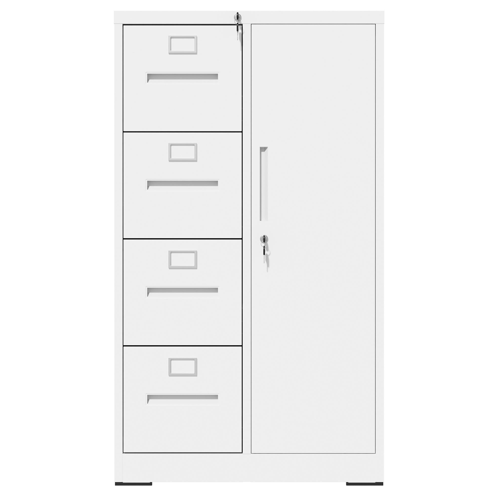 Metal Storage Vertical Filing Cabinet with Lock, Steel File Locker with 4 Drawers and 1 door for School, Living Room, Bedroom