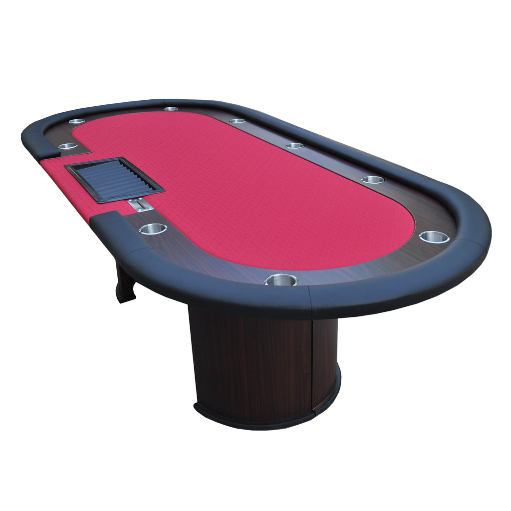 96' Poker Table Model 16367 Red with U Shape Legs, Drox Box, Chips Tray - Grand Goldman