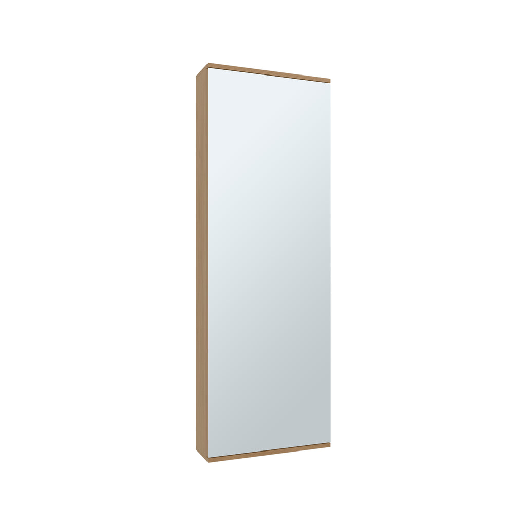 Leto Wall Mounted Shoe Rack With Mirror, Single Door, Capacity For Ten Shoes Natural Oak - Grand Goldman Shop