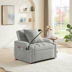 3-in-1 Sofa Bed, Convertible Sleeper Chair Sofa Bed Adjustable Pull Out Sleeper Chair Bed Multi-Pockets Folding Sofa Bed for Living Room Bedroom Small Space (Grey) - Grand Goldman Shop
