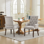 Upholstered Chenille Fabric Accent Dining Chair, Curved Solid Wood Legs, Elegant Tufted Club Dining Room Kitchen Room Arm Dining Chair, Single Pack,Beige,SW1895BG - Grand Goldman Shop