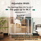 2 Pack 29.5-44.1' Wide Baby Gate for Stairs, Dog Gate Indoor for Doorways, No Drilling Pressure Mounted Pet Gates for Kids, E