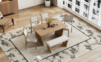 TREXM 6-Piece Retro Dining Table Set for 6, 60' Wood Kitchen Table and Chairs Set of 4 with Bench Designed Trestle Base for kitchen & Dining Room (Natural Wood Wash) - Grand Goldman Shop